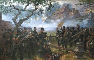 Oddziały Nassau w Hougoumont podczas bitwy pod Waterloo