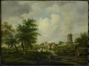 Zniszczony wał w Amsterdamie z Weteringpoort, widziany nad Buitensingel