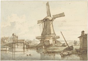 Krajobraz z wiatrakiem autorstwa Jan Hulswit