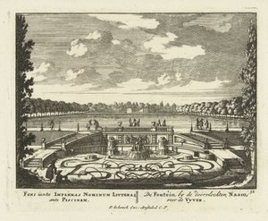 Fontanna nad dużym stawem w ogrodach Paleis Het Loo, 1695-1705