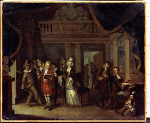 Koncert prywatny. Koncert domowy. Obraz Jana Josefa Horemansa Starszego (1682-1759). Sztuka flamandzka w stylu rokoko. Olej na płótnie. Państwowe Muzeum Historii i Sztuki, Serpukhov (Serpukhov), Rosja.
