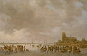 Zimowy krajobraz z łyżwiarstwem figurowym na lodzie autorstwa Jan Josephsz van Goyen