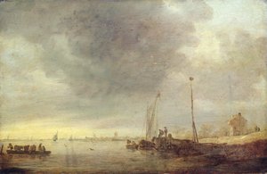 Krajobraz z rzeką i promem, 1646