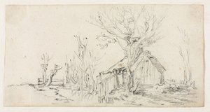 Szkic pejzażu z chatą, ok. 1930 r. 1630. autorstwa Jan Josephsz van Goyen