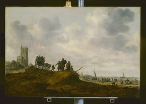 Stary kościół w Egmond Aan Zee (olej na drewnie) autorstwa Jan Josephsz van Goyen