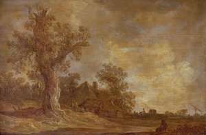 Zalesiony krajobraz z postaciami i dębem autorstwa Jan Josephsz van Goyen