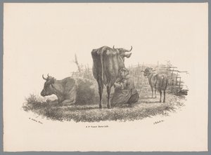 Żona dojarza, dwie krowy i barana Beesten Studien J. Kobell wg Paula Pottera Nr. 1 (tytuł serii) autorstwa Jan Kobell (III)