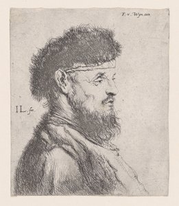 Popiersie mężczyzny w futrzanej czapce, XVII wiek. autorstwa Jan Lievens