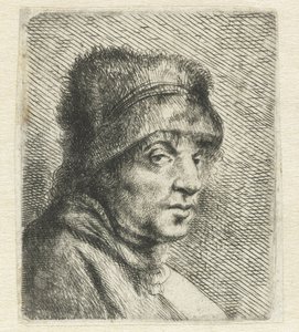 Głowa mężczyzny w kapeluszu Variae Effigies a Joanne Livio (tytuł serii) autorstwa Jan Lievens