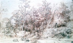 Krajobraz z osobą grającą na flecie, c1627-1674 autorstwa Jan Lievens