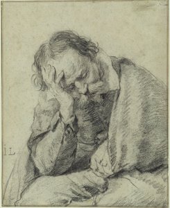 Studium mężczyzny podpierającego głowę prawą ręką autorstwa Jan Lievens