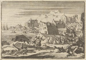 Trzęsienie ziemi na Jamajce niszczące miasto Port Royal, 1692