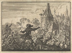 Odparto szturm na mury Livron, bronione przez hugenotów, 1574 autorstwa Jan Luyken