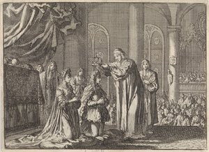 Koronacja Wilhelma III i Marii II Stuart przez arcybiskupa Canterbury, 1689 autorstwa Jan Luyken