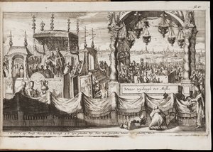 Wielkie Błogosławieństwo Wód w Moskwie (Doroczna ceremonia religijna z procesją) - Dzieło Jana (Johannesa) Luykena (1649-1712), rycina (20,1x30 cm) autorstwa Jan Luyken