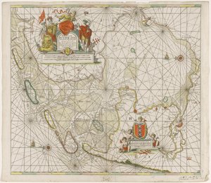 Mapa Zuiderzee i Waddenzee Paskaarte z Zuyder Zee (tytuł na obiekcie) autorstwa Jan Luyken