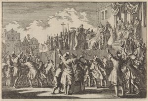 Scena uliczna w Aberdeen szydząca z religii katolickiej, 1689 autorstwa Jan Luyken