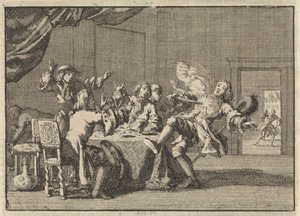 Thomas Tullock, zwolennik króla Jakuba II w Szkocji, zostaje zabity przez nieoczekiwany strzał z pistoletu, 1690 autorstwa Jan Luyken