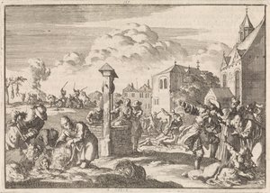Prześladowania protestantów przez Marsauta w Niort, 1682 autorstwa Jan Luyken