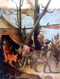 Scena krajobrazowa, legenda o św. Krzysztofie, ok. 1520-1559 autorstwa Jan Mandyn