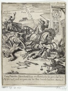 Karykatura przedstawiająca rzekomą francuską postawę Amsterdamu, 1690 autorstwa Jan Marlois