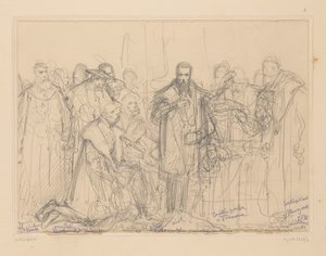 Błaganie Zygmunta Augusta o porzucenie Barbary, szkic koncepcyjny autorstwa Jan Matejko