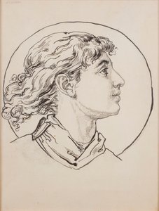 Karton do polichromii Kościoła Mariackiego - Głowa anioła autorstwa Jan Matejko