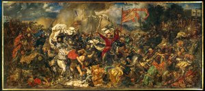 Bitwa pod Grunwaldem, w której wojska polsko-litewskie pod wodzą Władysława Jagiełły ... (obraz na płótnie) autorstwa Jan Matejko