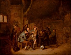 Figurki palące i grające muzykę w karczmie, ok. 1640 (olej na desce) autorstwa Jan Miense Molenaer