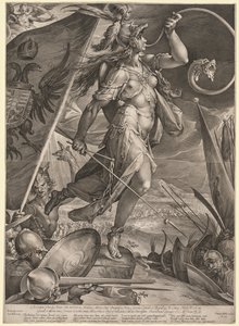 Bellona prowadząca armie cesarza przeciwko Turkom, 1600. autorstwa Jan Muller