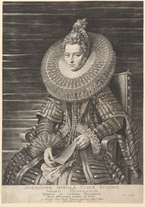 Portret Izabeli Clary Eugenii, guwernantki południowych Holandii, 1615. autorstwa Jan Muller