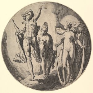 Czwarty dzień umiera IV, z cyklu Stworzenie świata, ca. 1596. autorstwa Jan Muller