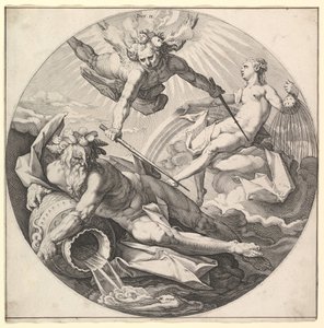 Drugi dzień umiera II, z cyklu Stworzenie świata, ca. 1594. autorstwa Jan Muller