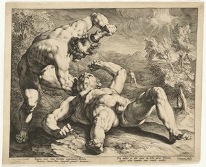 Kain zabija Abla autorstwa Jan Muller, after Cornelis Cornelisz van Haarlem