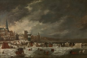 Zamarznięta Skalda w Antwerpii