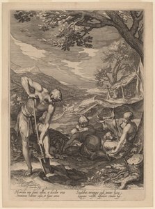Adam i Ewa pracują autorstwa Jan Pietersz Saenredam after Abraham Bloemaert