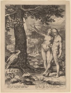 Adam i Ewa przed Drzewem Wiedzy autorstwa Jan Pietersz Saenredam after Abraham Bloemaert