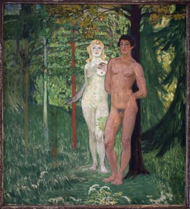 Adam i Ewa. Obraz Jana Preislera (1872-1918), olej na płótnie
