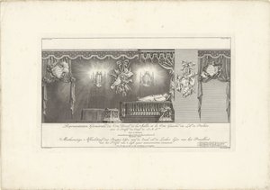Prawa strona sali z majestatem księcia Wilhelma IV, 1751 Representation Geometrale du Côte Droit (...) / Meetkonstige Obraz prawej strony sali i lewej strony łóżka Splendor, z profilem 