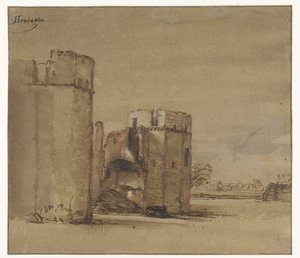 Widok na zamek Honingen w pobliżu Rotterdamu autorstwa Jan Ruyscher (attributed to)