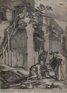 Prorok Elie przybywający do wdowy Domu Sareptów, 1604 autorstwa Jan Saenredam