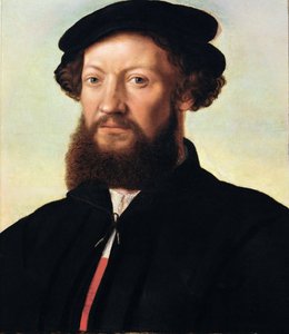 Portret mężczyzny - Jan Sanders van Hemessen (ok. 1500-ok. 1566). Olej na drewnie, ok. 1555. Wymiar: 47x39 cm. Muzeum Historii Sztuki, Wiedeń