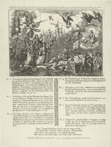 Alegoria mianowania Wilhelma IV namiestnikiem Republiki, 1747 Wizerunek Radości, popełniony we wszystkich Steeden Siedmiu zjednoczonych Prowincji, przez mianowanie (...) Willema Carela Henrika Friso (...) jako Stadtholder, Capitein i autorstwa Jan Smit (II)