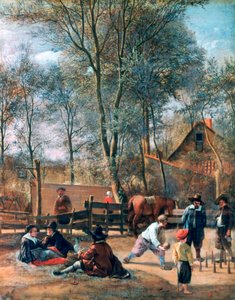 „Gracze w kręgle przed karczmą”, c1660