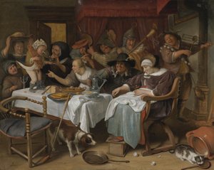 Dwunasta noc: król pije autorstwa Jan Steen