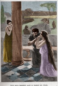 Obaj modlili się w domu Cezara (rozdział VIII) ilustracja JANA STYKI (1858-1925) do powieści Henryka Sienkiewicza „Quo Vadis”.