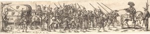 Wiara żołnierzy, na czele oficera na koniu autorstwa Jan Theodor de Bry