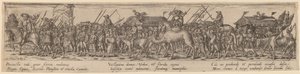 Pociąg wojskowy i śmierć autorstwa Jan Theodor de Bry after Erhard Schön