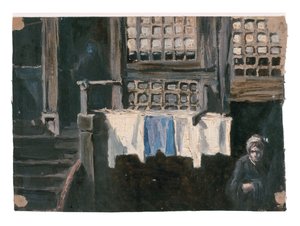 „Stara fasada w Delft” (studium) (olej na płótnie) autorstwa Jan Toorop