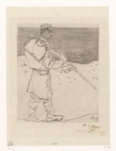 Rybak z muszli z siatką na plaży w Katwijk aan Zee Rybak muszlowy (tytuł oryginalny) autorstwa Jan Toorop (signed by artist)